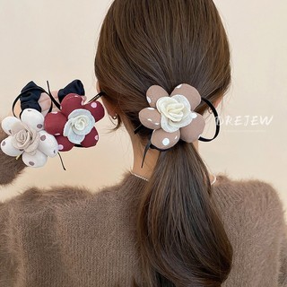 DREJEW Dây buộc tóc nơ hoa lưới Cotton nhẹ nhàng và thời trang