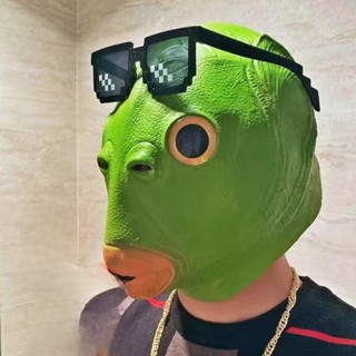  Hoeaden Halloween Xanh Đầu Cá Quái Vật Mặt nạ Đồ Chơi Điêu Khắc Cát Chơi Lạ Xanh Đầu Cá VN 