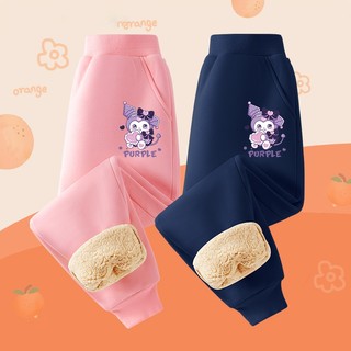 W.G.Q Quần Thể Thao Bé Gái , Quần dày lót lông cừu mùa thu đông, ấm áp thoải mái khi in Kuromi
