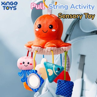  ⭐XinGe ⭐Đồ Chơi Cho Bé 0-12 Tháng Cho Xe Đẩy Cũi Tập Gym Hoặc Ghế Ô Tô Đồ Chơi Cảm Giác Cho Trẻ Em Sang Trọng Kéo Dây Cá Voi Treo Đồ Chơi Có Miếng Dán Lục Lạc & Squeaker 