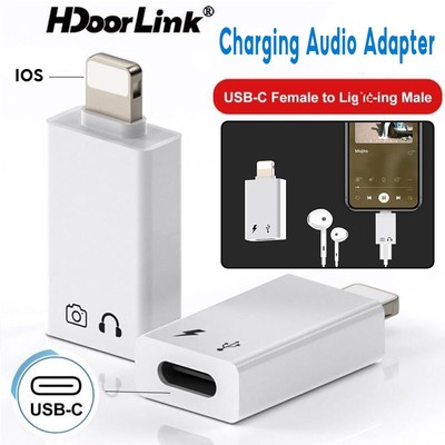 Hdoorlink USB C Sang IOS Bộ Chuyển Đổi Âm Thanh OTG Sạc Adapter Hỗ Trợ Tai Nghe Cho Thiết Bị Loại C Điện Thoại 15 Nam Sang Loại C Nữ Chuyển Đổi