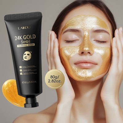 Laikou 24K Vàng Ốc Rách Mặt nạ Làm sạch sâu Lỗ chân lông Lột Mặt nạ Kết cấu da mịn màng 80g