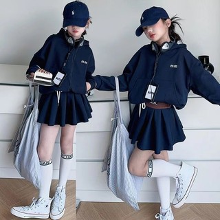  3-14 Tuổi Thu Đông Phiên Bản Hàn Quốc Quần Áo Trẻ Em Phù Hợp Với Bé Gái Phù Hợp Với Trẻ Em Vừa Lớn Trẻ Em Bộ Đồ Thường Ngày Váy Bé Gái Áo Có Mũ Trùm Đầu Váy Thể Thao Bộ Đồ Hai Mảnh 
