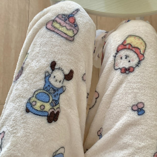 Hoạt Hình Quần Ngủ Chất Nỉ Dày Dặn Giữ Ấm In Họa Tiết Mèo Hello Kitty Dễ Thương Thời Trang Thu Đông Cho Nữ