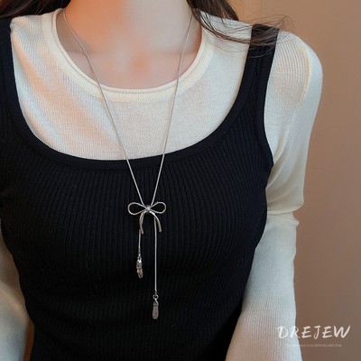 DREJEW Hàn Quốc Nơ Giày Ba Lê Mặt Dây Chuyền Vòng Cổ Nữ Thiết Kế Thời Trang Đa Năng Dây Chuyền Áo Len
