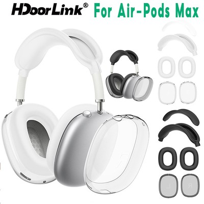 Hdoorlink Một Bộ Vỏ Silicon Cho Air-Pods Max 2/1 4in1 Vỏ Bảo Vệ Tai Nghe Trong Suốt Vỏ Băng Đô Bao Chống Sốc Miếng Lót Tai Cốc