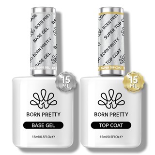  BORN PRETTY Gel sơn móng tay Super Top Coat Base Gel Set Bộ nghệ thuật móng tay lâu dài 15ml 