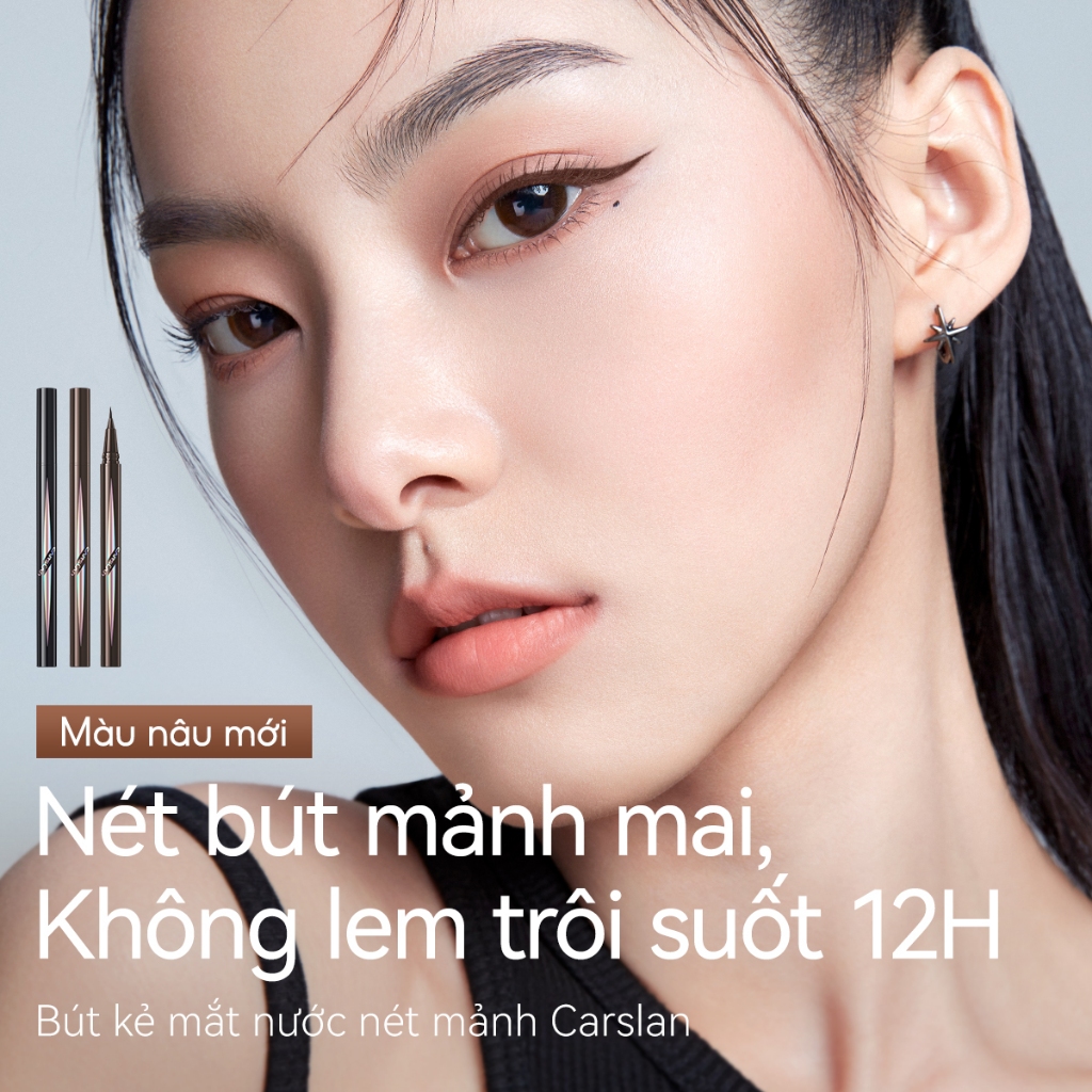 Bút kẻ mắt nước nét mảnh Carslan Không lem trôi suốt 12H 0,55ML