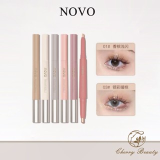 NOVO Double Head Highlight Eyeliner Glue Pen Pearlescent Refining Sửa đổi Eye Matte i Mỹ phẩm