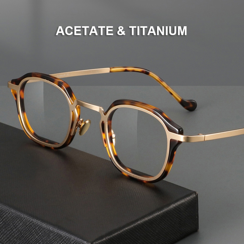 Cổ Điển Retro Acetate Titan Kính Khung Nữ Sang Trọng Vỏ Rùa Quang Kính Khung Cho Nam MOP7