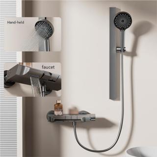 Bộ vòi hoa sen áp suất cao hình vuông Xinkunlong màu xám có tăng áp suất