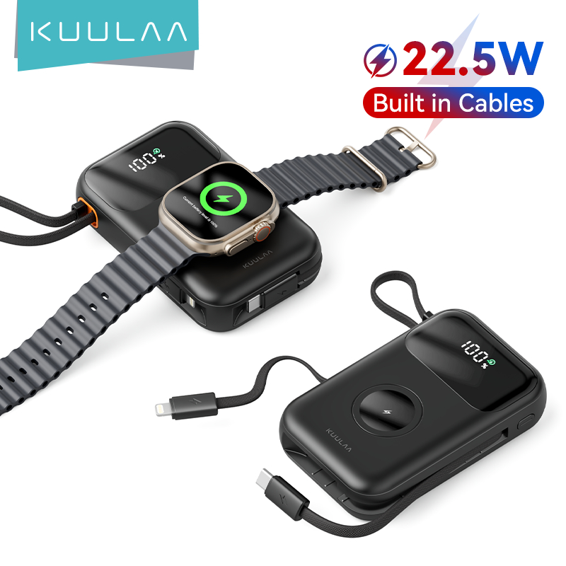 Kuulaa Di Động 10000mah power bank 22,5w pd Sạc Nhanh powerbank Cho iphone iwatch Sạc Không Dây Tích