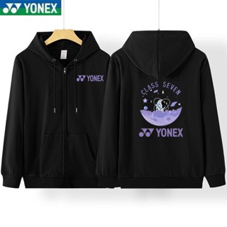  Yonex 2024 áo len cardigan mới áo sơ mi cầu lông nam nữ dáng rộng và thoải mái thể thao áo khoác thông thường 
