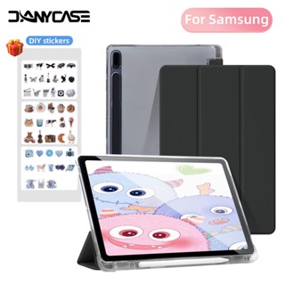 Ốp Lưng Cho Samsung Galaxy Tab S10 FE A8 10.5 A9 Plus S9 FE Plus S8 Plus S7FE Plus S6 Lite Vỏ Trong Suốt Có Giá Đỡ Bút Chì