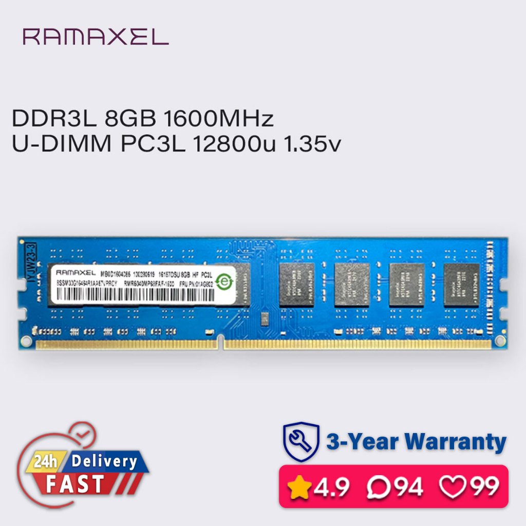 RAMAXEL 8gb 4gb 1600mhz ddr3l ram để bàn dim bộ nhớ pc3l 1.35v 12800u udimm