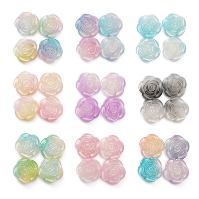 20 Miếng 19 Mm Acrylic Hạt Hai Màu Gradient Giả Tưởng Vàng Hoa Hồng Hạt Cho DIY Trang Sức Vòng Tay Vòng Cổ Làm Phụ Kiện