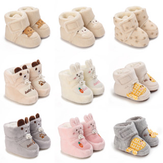 Giày bốt thoải mái hoạt hình dễ thương, thích hợp cho bé trai, mềm mại và ấm áp kèm bốt len, thích hợp đi dạo trong nhà, mùa thu đông