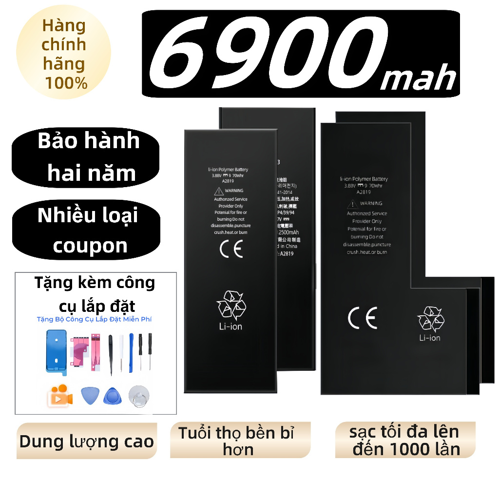 Pin chuẩn dung lượng cao, tuổi thọ lâu hơn, phù hợp với 5 6 7 8 mini Plus X XR XS Xs Max 11 12 13 Pro Max SE