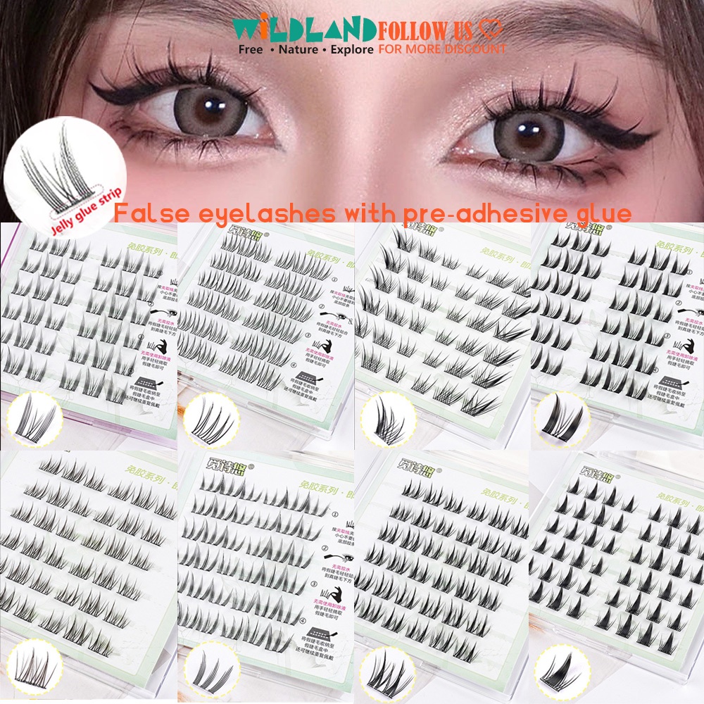 [99K/5Hộp ]6 hàng mi giả có keo sẵn Nhiều kiểu Lông mi giả cụm tách sợi ba phần