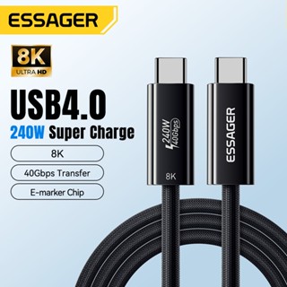 Cáp sạc nhanh Essager PD 240W Type C USB 4.0 40Gpbs Cáp dữ liệu tương thích iP, / xiaomi / máy tính bảng / máy tính bảng