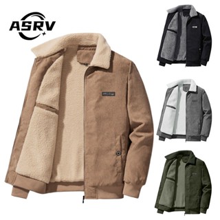 Asrv Cashmere Áo khoác nam thông thường Mùa đông mới Áo khoác vải nhung lót lông cừu dày