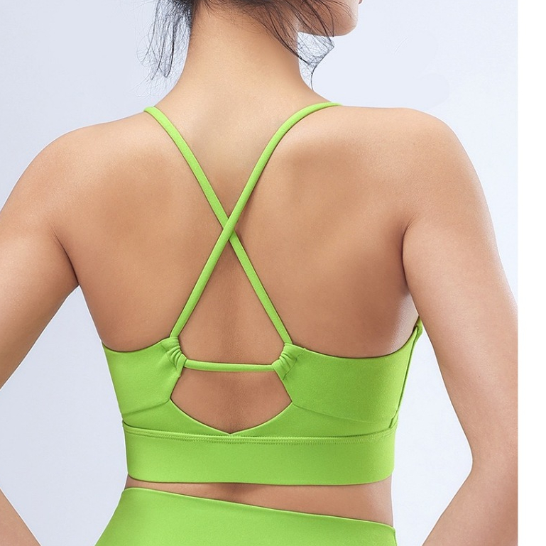 Bán chạy Đồ lót thể thao Lycra dành cho nữ chống sốc đẩy lên chạy bộ áo ngực yoga cường độ cao Pilates Áo vest treo thể dục có miếng đệm ngực