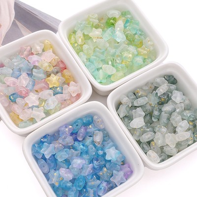 Beadia mùa hè Bộ 50 10x9mm Acrylic Chấm Vàng Hạt Pentagram Hạt Cho DIY Trang Sức Vòng Tay Vòng Cổ Làm Phụ Kiện
