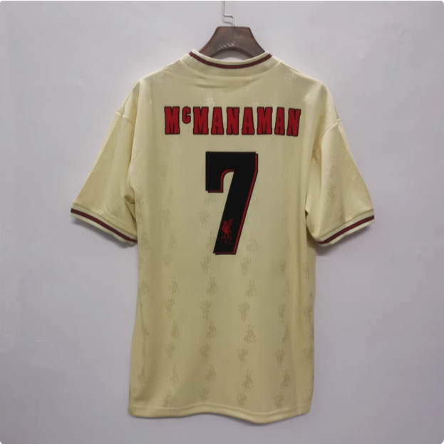 Áo đấu sân khách Liverpool 96-97 No. 7 McManaman No. 9 áo bóng đá bản sao của Fowlerberg Barnes