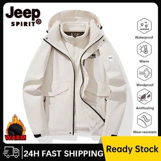  Áo khoác chống nước ngoài trời Jeep Spirit dành cho nam Bộ đồ hai mảnh Bộ áo khoác ấm áp dày 3 trong 1 Áo gió cắm trại Áo khoác mùa đông đi bộ đường dài Áo khoác chống gió 