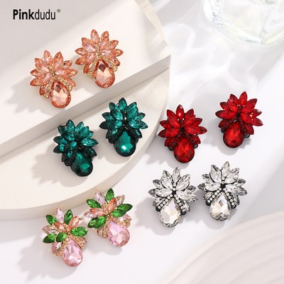 Pinkdudu Thanh Lịch Tính Khí Hợp Kim Bông Tai Thời Trang Màu Kim Cương Hoa Bông Tai Cá Tính Cho Nữ PD2067