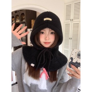  Đầu Lớn Tuần Hoàn Balaclapha Mũ Nữ Thu Đông Ấm Áp Đi Xe Đạp Chống Gió Dệt Kim Mũ Yếm Tích Hợp Mũ Len Mũ Mùa Đông 