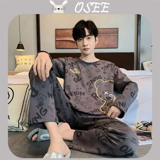   Osee  Bộ đồ ngủ mùa xuân và mùa thu nam vải cotton dài tay có thể được mặc bên ngoài mùa thu và mùa đông Bộ đồ mặc nhà giản dị 