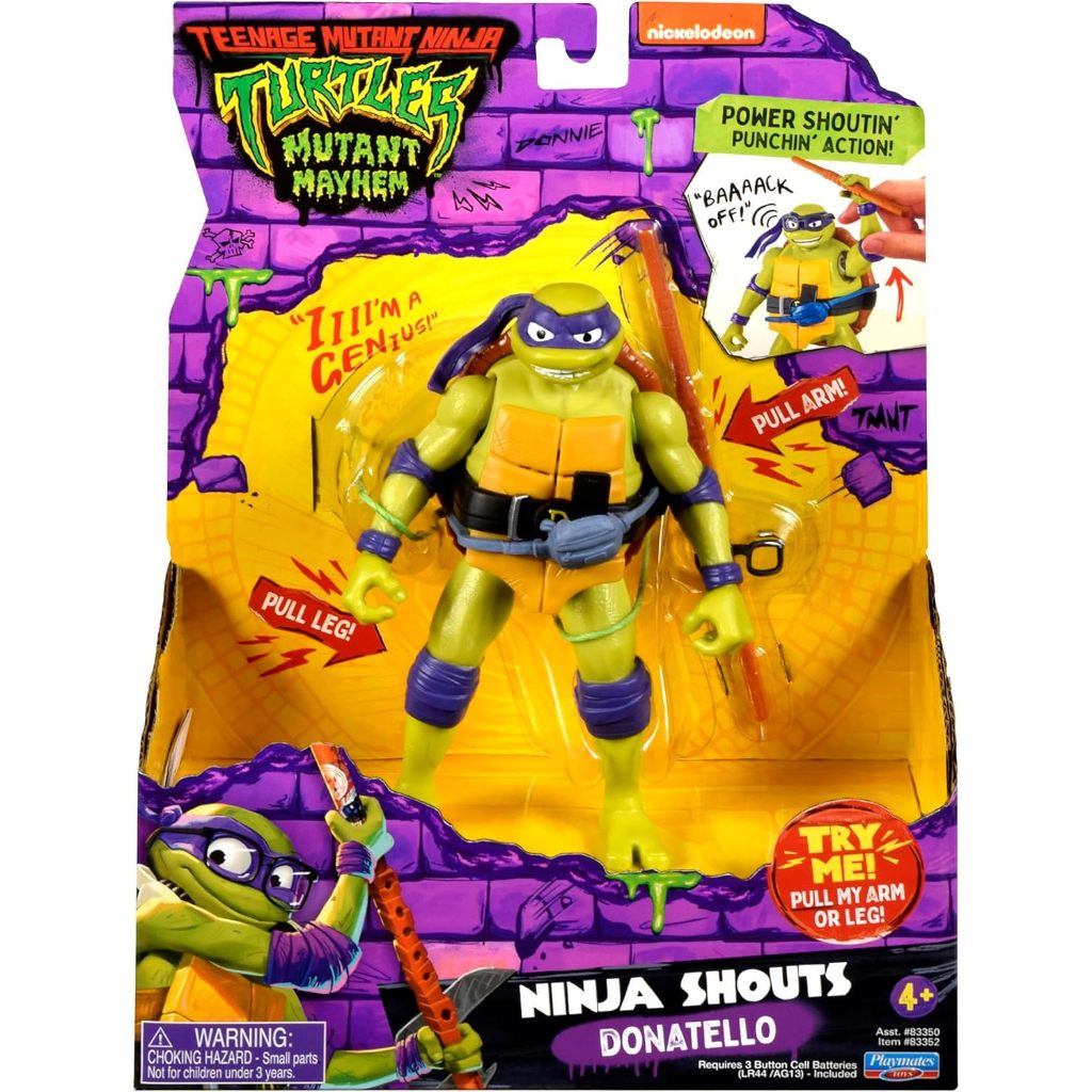 Teenage Mutant Ninja Turtles: Mutant Mayhem 5.5 ” Donatello Deluxe Ninja Shouts Hình của Playmates T