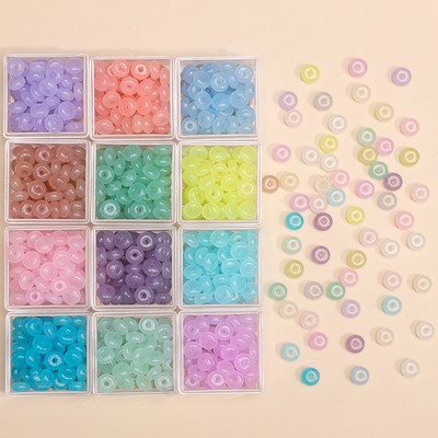 50 miếng 3x6mm Hạt gạo thủy tinh chất lượng cao trong nước Bắt chước Hạt bàn tính ngọc bích cho DIY Trang sức Vòng tay Vòng cổ Làm phụ kiện