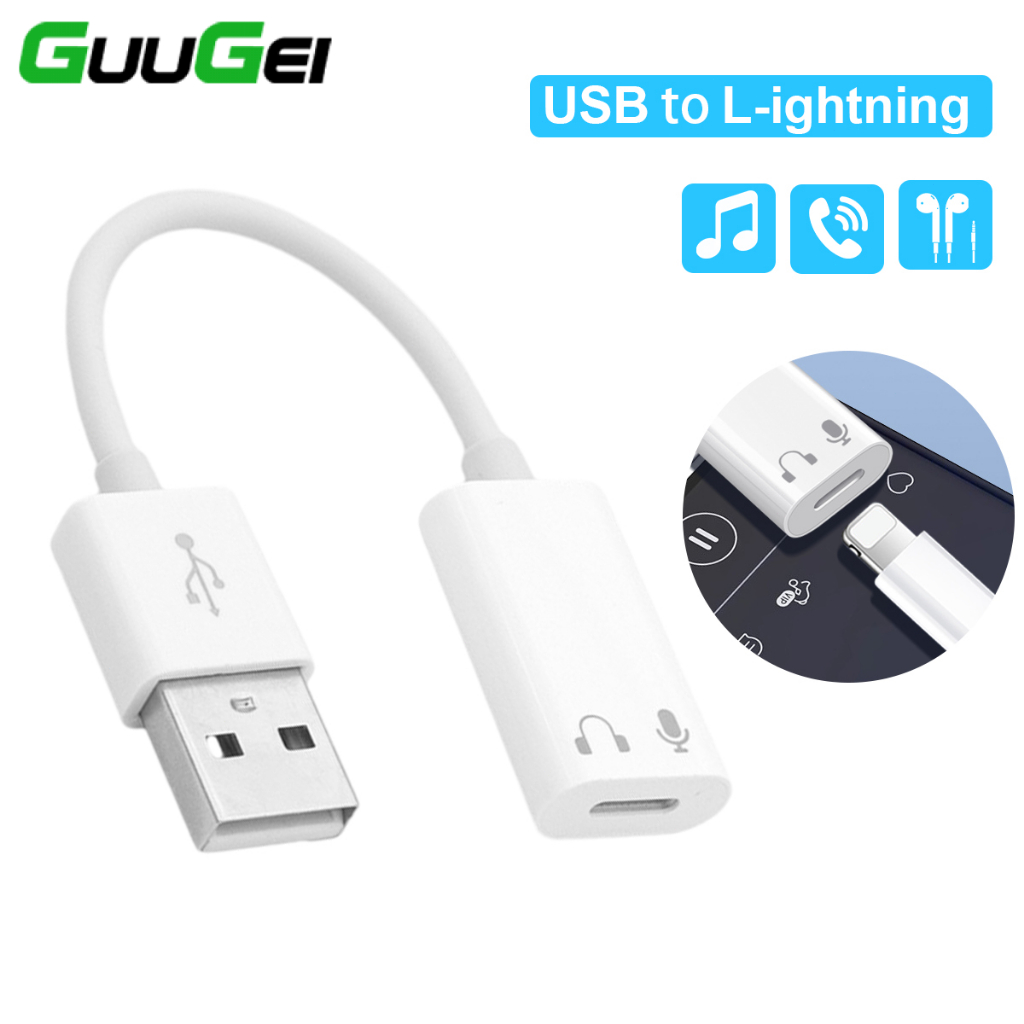 Cáp chuyển đổi tai nghe Guugei USB sang 8Pin Bộ chuyển đổi tai nghe có dây IOS