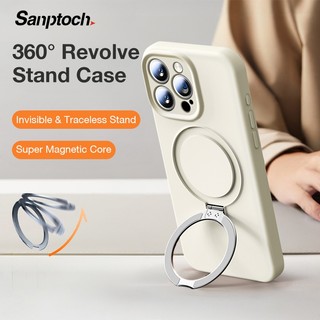  Sanptoch 360° Ốp điện thoại có thể xoay được cho iPhone 16 15 14 13 Pro Max cho vỏ silicon lỏng từ tính Vỏ bảo vệ chống sốc có giá đỡ từ tính 