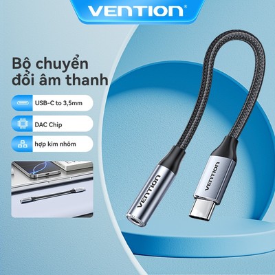 Vention USB C sang giắc cắm âm thanh Tai nghe DAC Cáp chuyển đổi cho iPhone16 pro max
