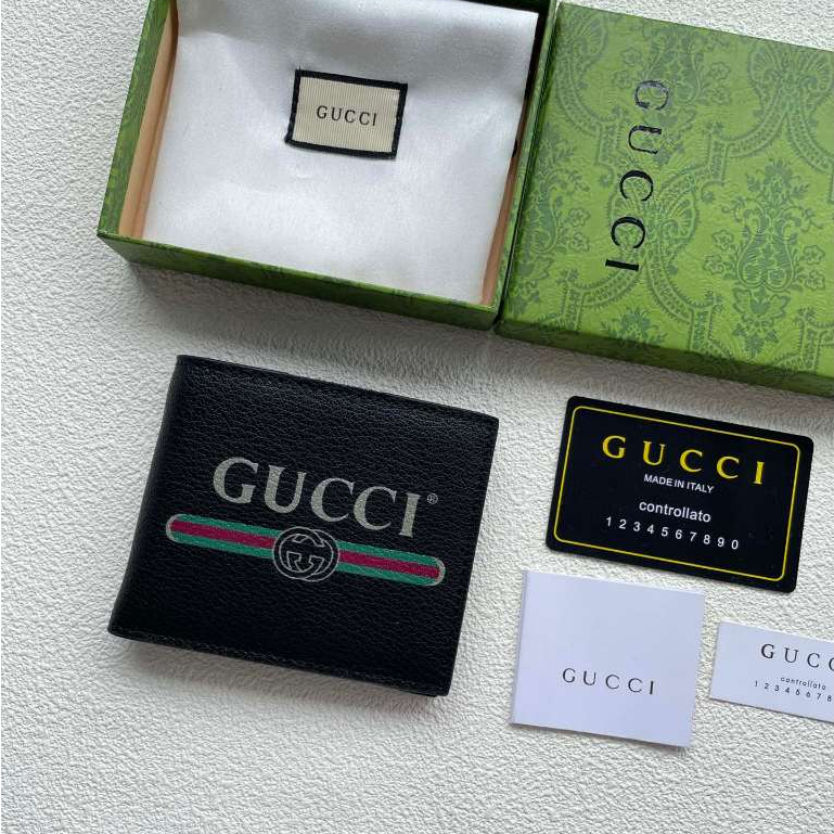 Ví ngắn nam Gucci mới, Ví gấp đôi da nữ nguyên bản 700462 # Kích thước 11 * 10 * 1.5cm