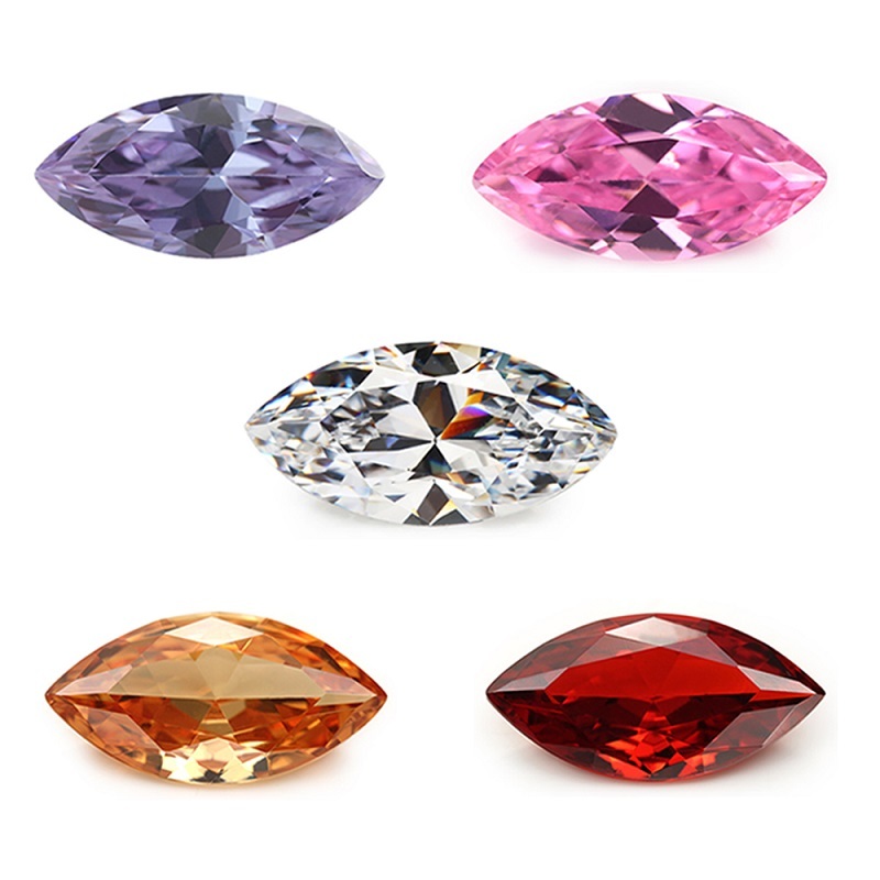 2x4 ~ 8x16mm Marquise Cắt Đá Cubic Zirconia Trắng Champagne Oải Hương Hồng Garnet Mix 5 Màu 5A Rời C