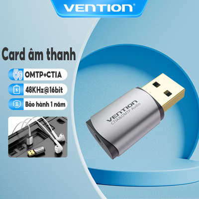Card âm thanh Vention gắn ngoài USB 2 trong 1 3,5mm card âm thanh bên ngoài cho loa máy tính
