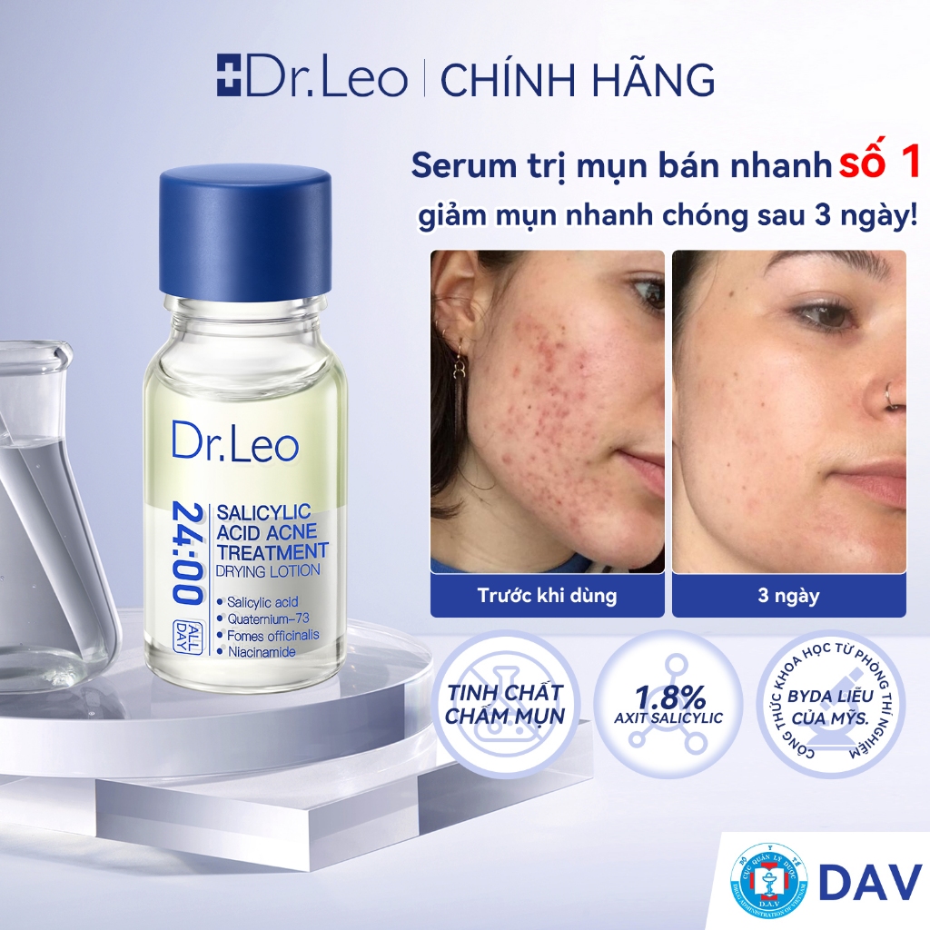 Serum giảm mụn Dr.Leo 10ml – hỗ trợ loại bỏ mụn viêm và mụn đầu đen