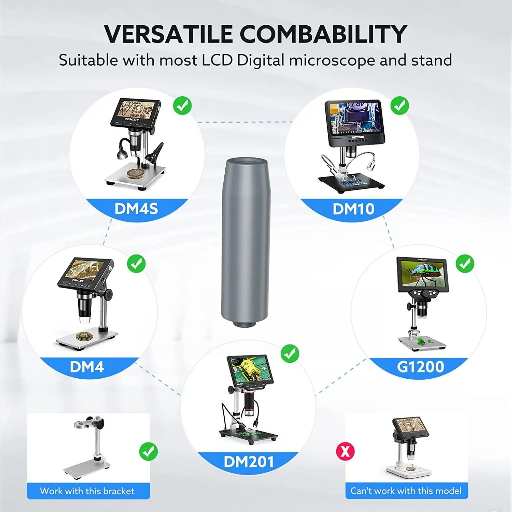 Ống nối dài kính hiển vi kỹ thuật số 15CM ET02, Cực mở rộng cho TOMLOV DM201 DM10 DM9 DM4 Kính hiển 