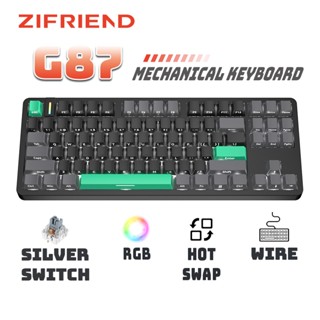  ZIFRIEND G87 Bàn phím cơ Hotswap RGB Side Print Keycap Wire Gaming Keyboard 