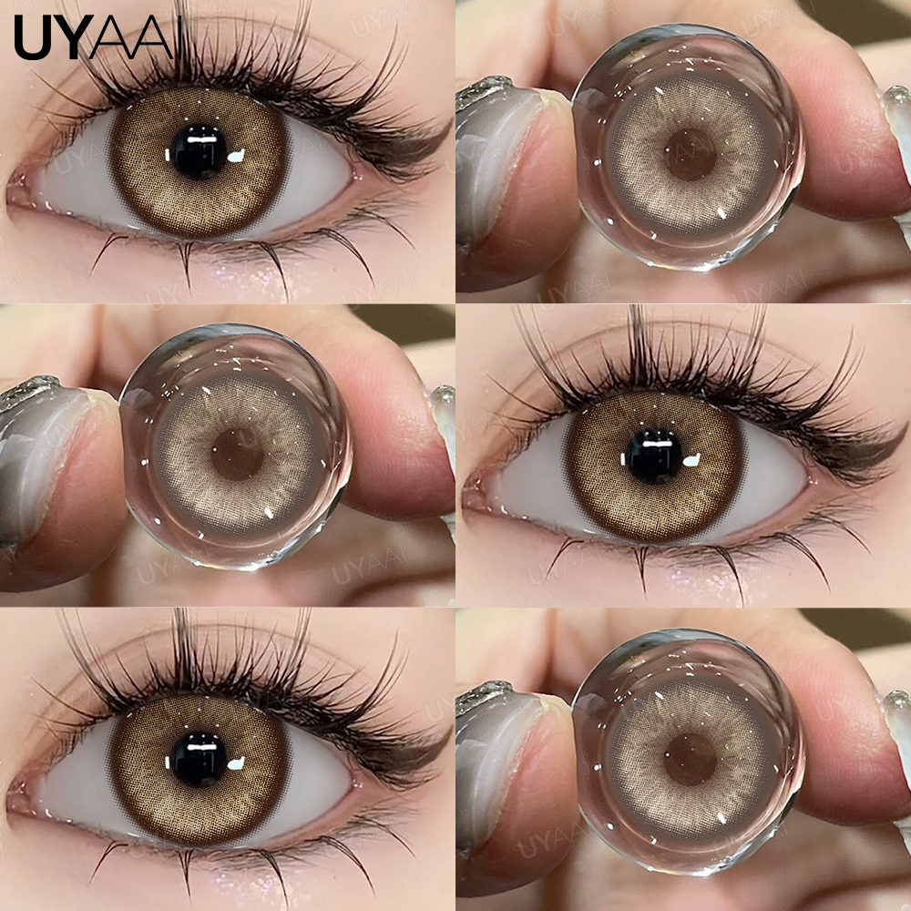 Ống kính áp tròng màu nâu UYAAI Ống kính mắt 14,2mm dành cho bé gái Ống kính màu nâu Nagini 1 NGÀY gần bé gái đeo mắt