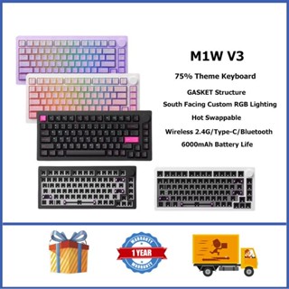 Bàn phím cơ nhôm không dây AKKO Monsgeek M1W V3 75% GASKET RGB Bàn phím tùy chỉnh có thể hoán đổi nóng có núm
