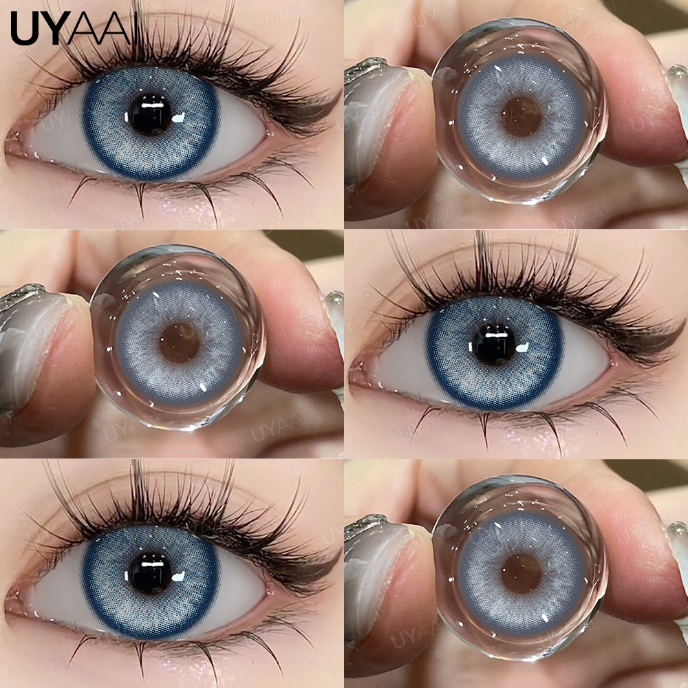 Ống kính áp tròng màu xanh UYAAI Ống kính mắt 14,2mm dành cho bé gái Ống kính xanh Nagini 1 NGÀY gần bé gái đeo mắt