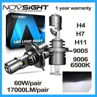 Novsightt N91 2 Cái 6500K ​​Trắng 60W 17000LM Xe Mini H4 H7 H11 9005 9006 Đèn Pha LED Ống Kính Máy Chiếu 6500K Đèn Pha Ô Tô