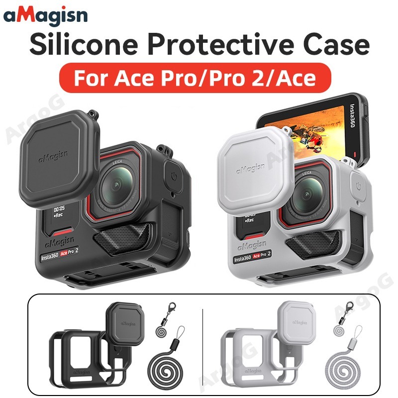 aMagisn Vỏ Silicone cho Insta360 Ace Pro 2/Pro/Ace + Nắp Ống Kính Phụ Kiện Ace Pro 2