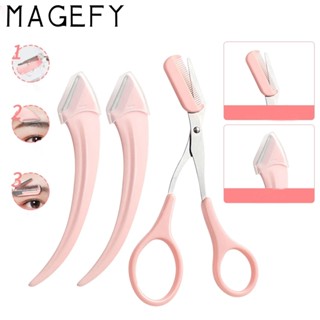 MAGEFY Bộ 3 Dụng Cụ Cắt Tỉa Lông Mày Chuyên Nghiệp Với Kéo Và Lưỡi Dao Cạo 3051