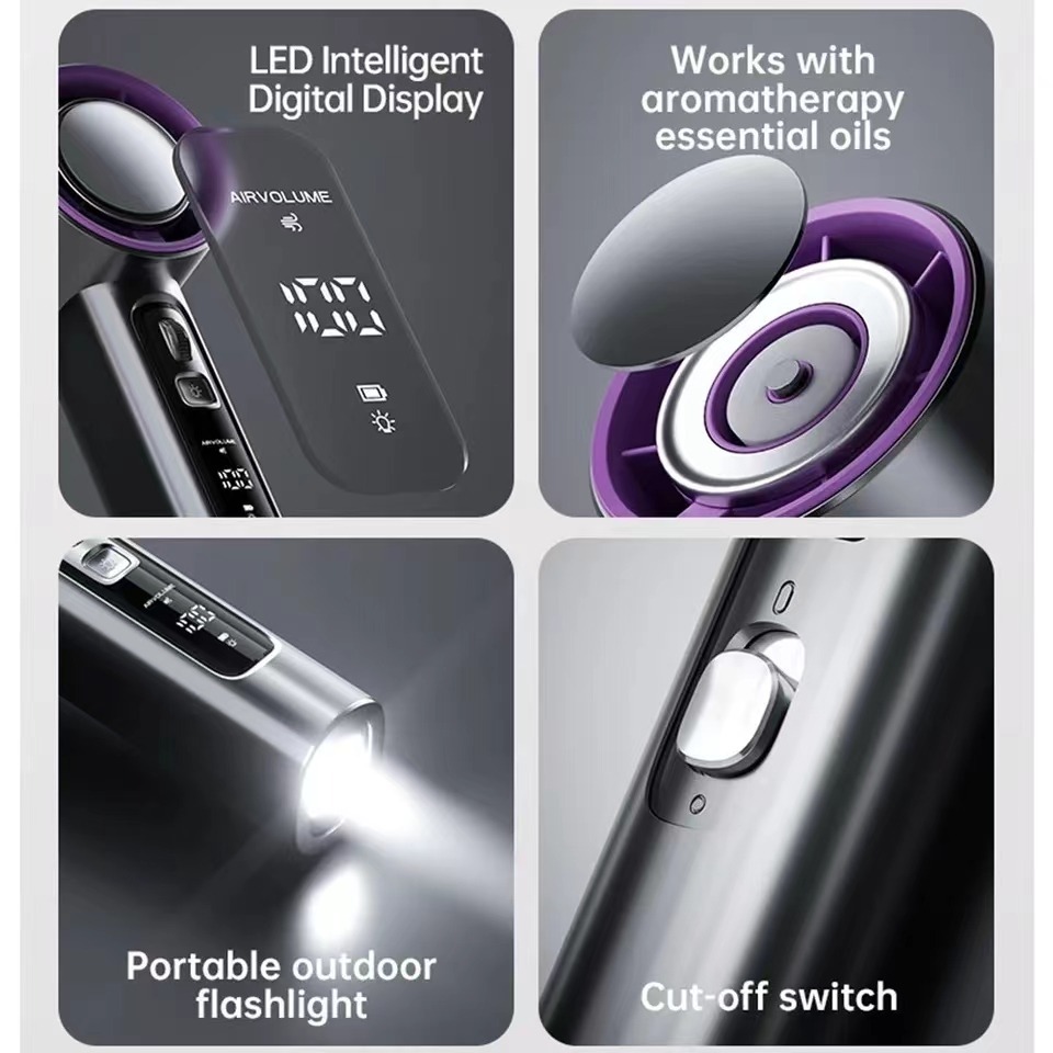 Quạt Cầm Tay Mini Làm Mát Nhanh VOZY 100 Mức Gió Hiển Thị Kỹ Thuật Số Pin 6000mAh Sử Dụng Lên Đến 12H | BigBuy360 - bigbuy360.vn